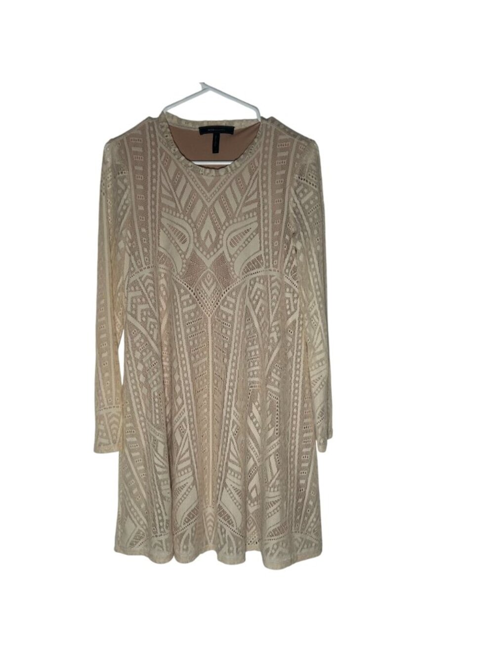 BCBGMaxAzria Lace Long Sleeve Maternity Dress Women's Size XS in Beige Ivory - Picture 2 of 6